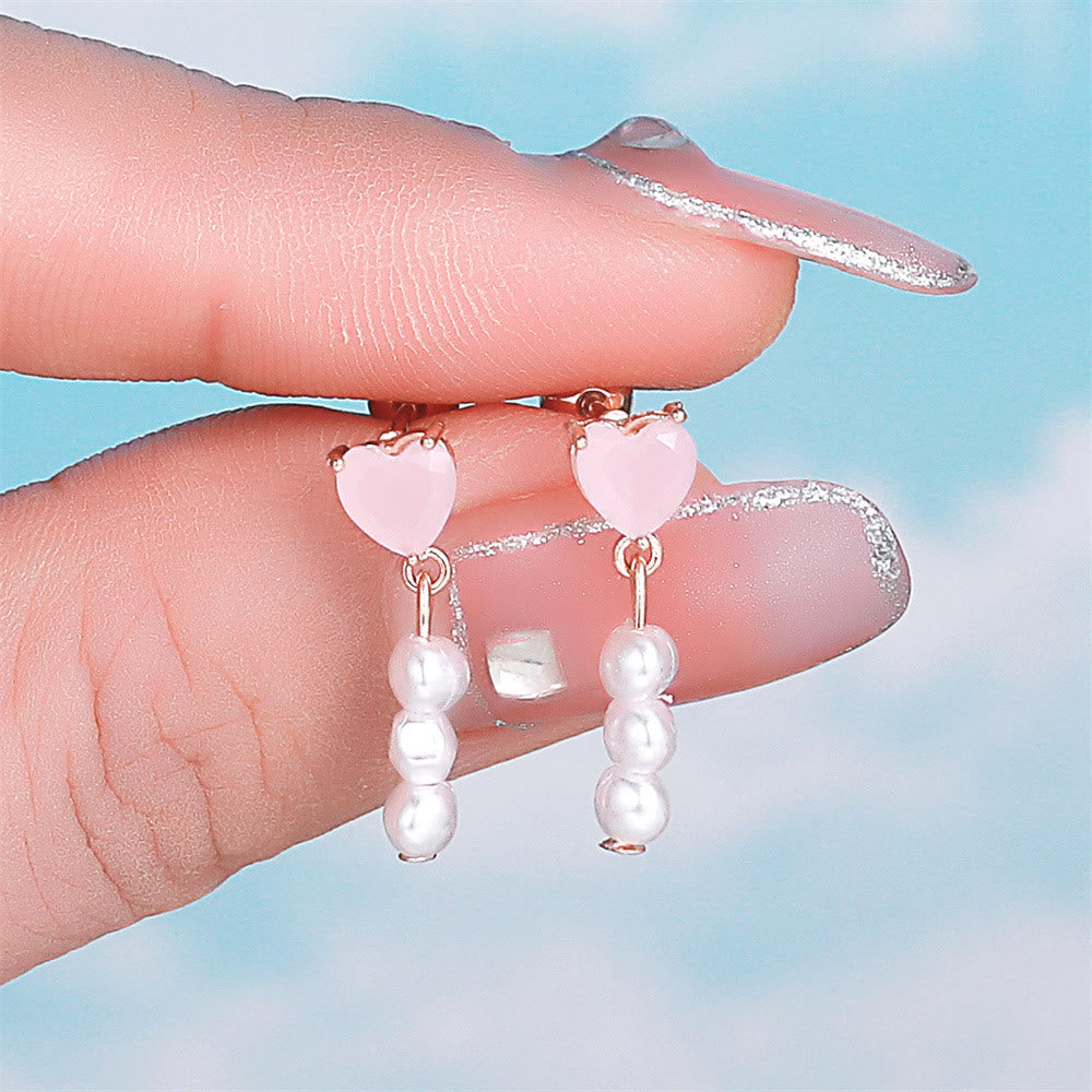 Olivenorma Lovely Heart Cut Pink Opal Zircon Earrings - image 29