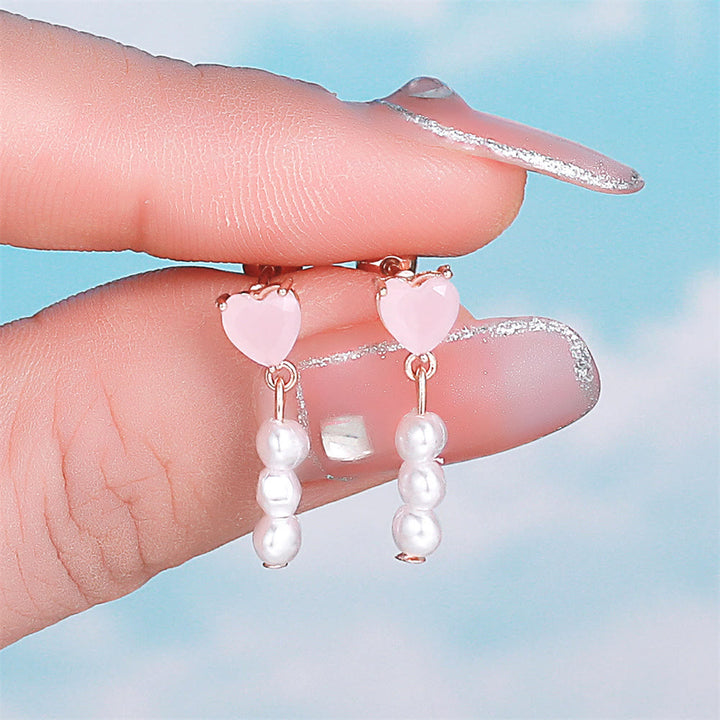 Olivenorma Lovely Heart Cut Pink Opal Zircon Earrings - image 29