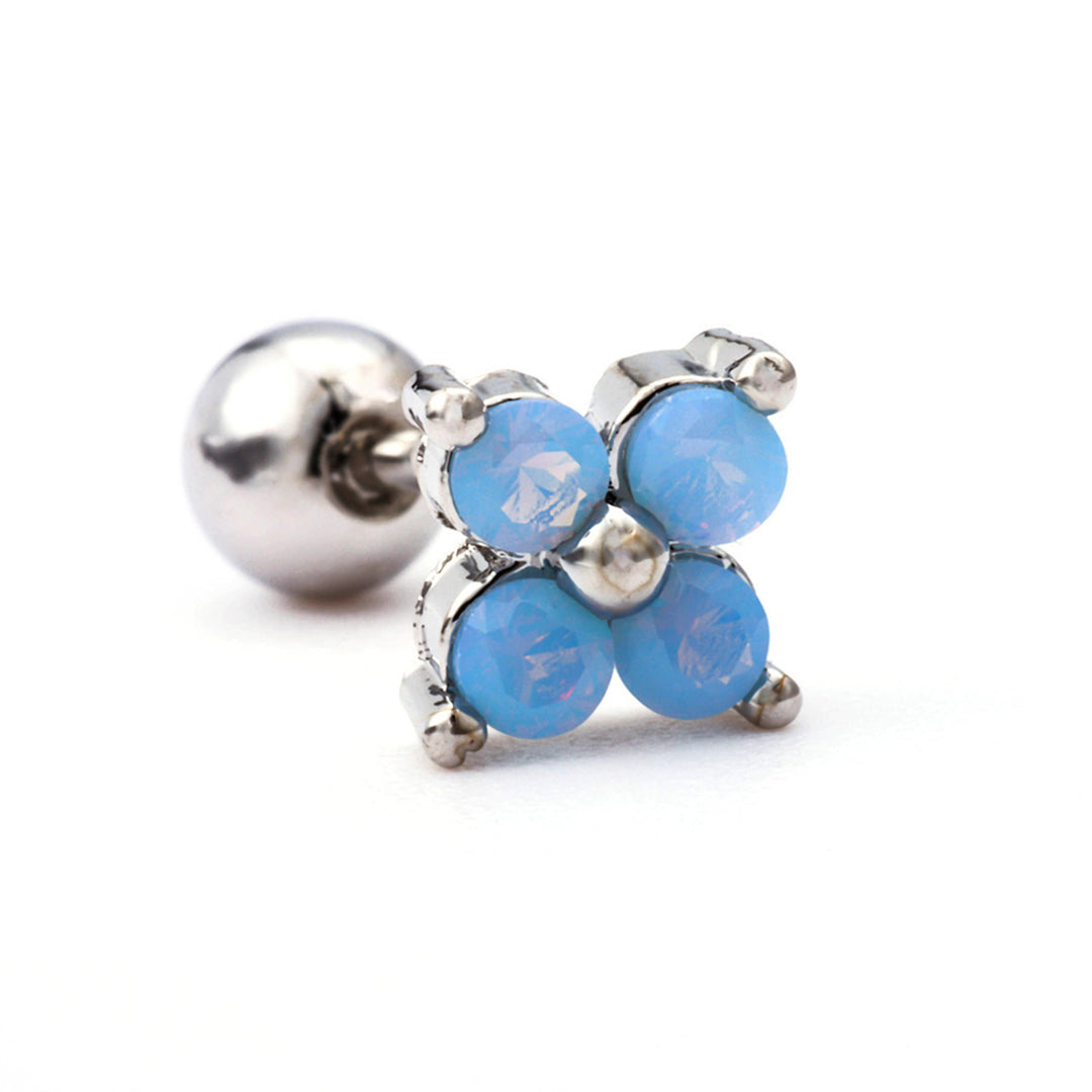 Olivenorma Cute Animals Colorful Zircon Copper Studs Earrings - Blue Opal Flowers - image 13