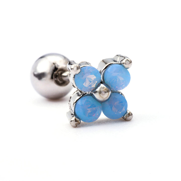 Olivenorma Cute Animals Colorful Zircon Copper Studs Earrings - Blue Opal Flowers - image 13