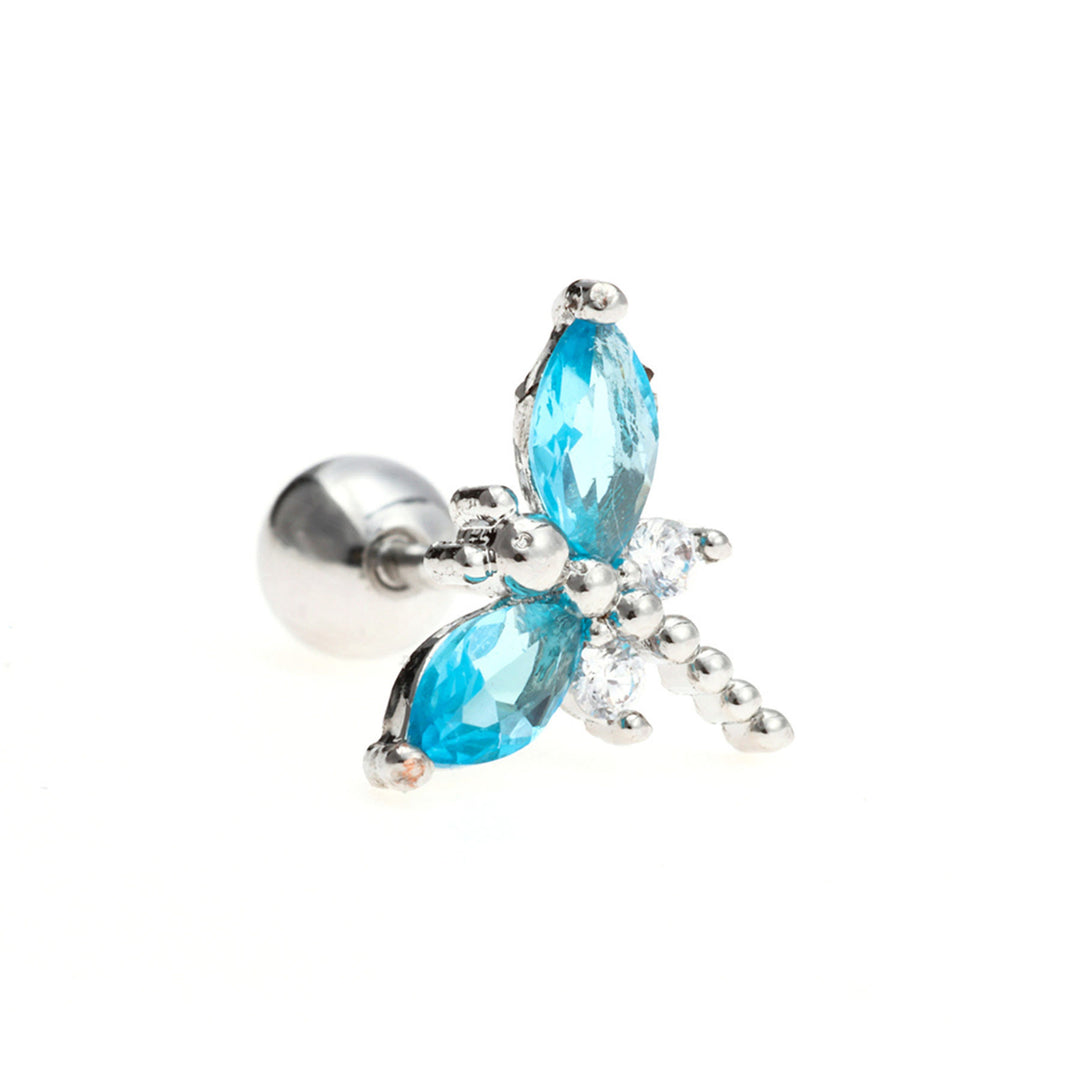 Olivenorma Cute Animals Colorful Zircon Copper Studs Earrings - Dragonfly - image 6