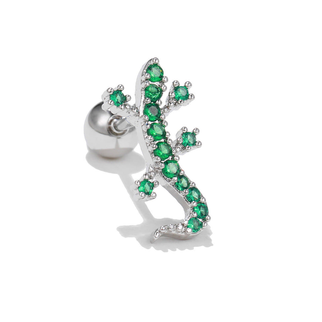 Olivenorma Cute Animals Colorful Zircon Copper Studs Earrings - Gecko - image 2