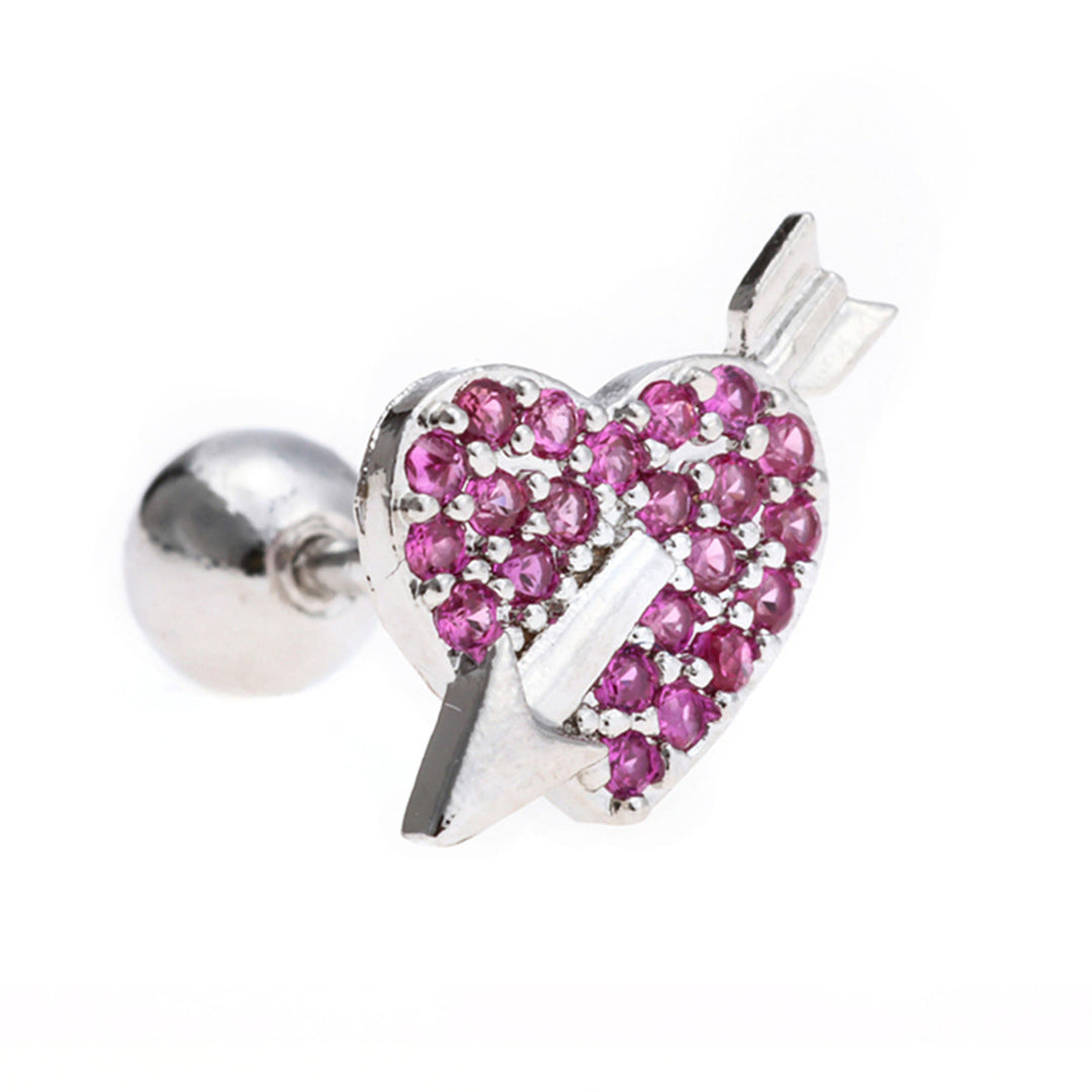 Olivenorma Cute Animals Colorful Zircon Copper Studs Earrings - Arrow Through Heart - image 10