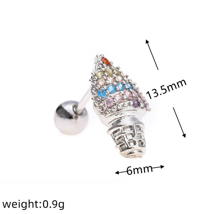 Olivenorma Cute Animals Colorful Zircon Copper Studs Earrings - image 8