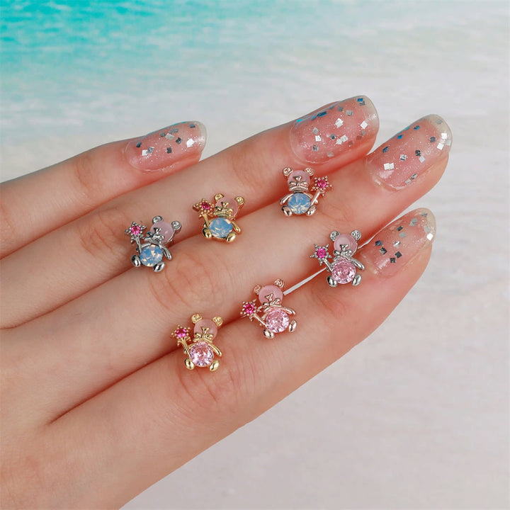 Olivenorma Cute Animals Colorful Zircon Copper Studs Earrings - image 25