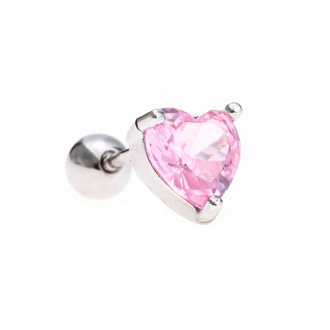Olivenorma Cute Animals Colorful Zircon Copper Studs Earrings - Pink Love Heart - image 9