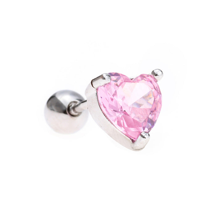 Olivenorma Cute Animals Colorful Zircon Copper Studs Earrings - Pink Love Heart - image 9