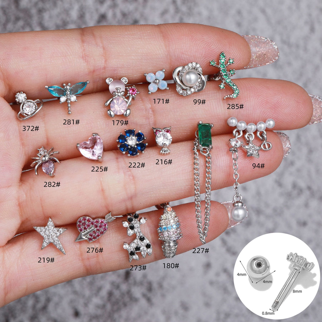 Olivenorma Cute Animals Colorful Zircon Copper Studs Earrings - image 0