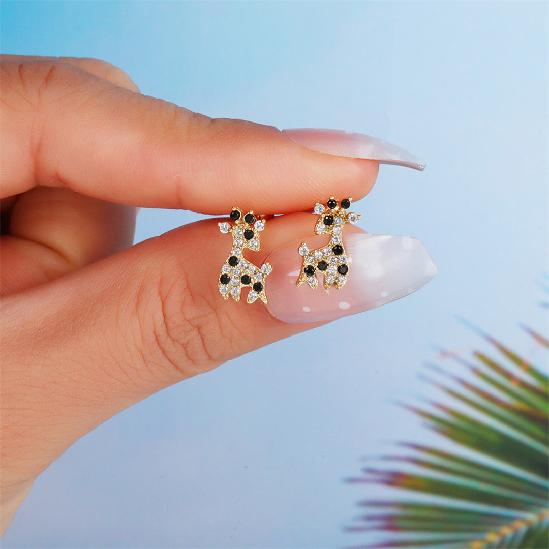 Olivenorma Cute Animals Colorful Zircon Copper Studs Earrings - image 23