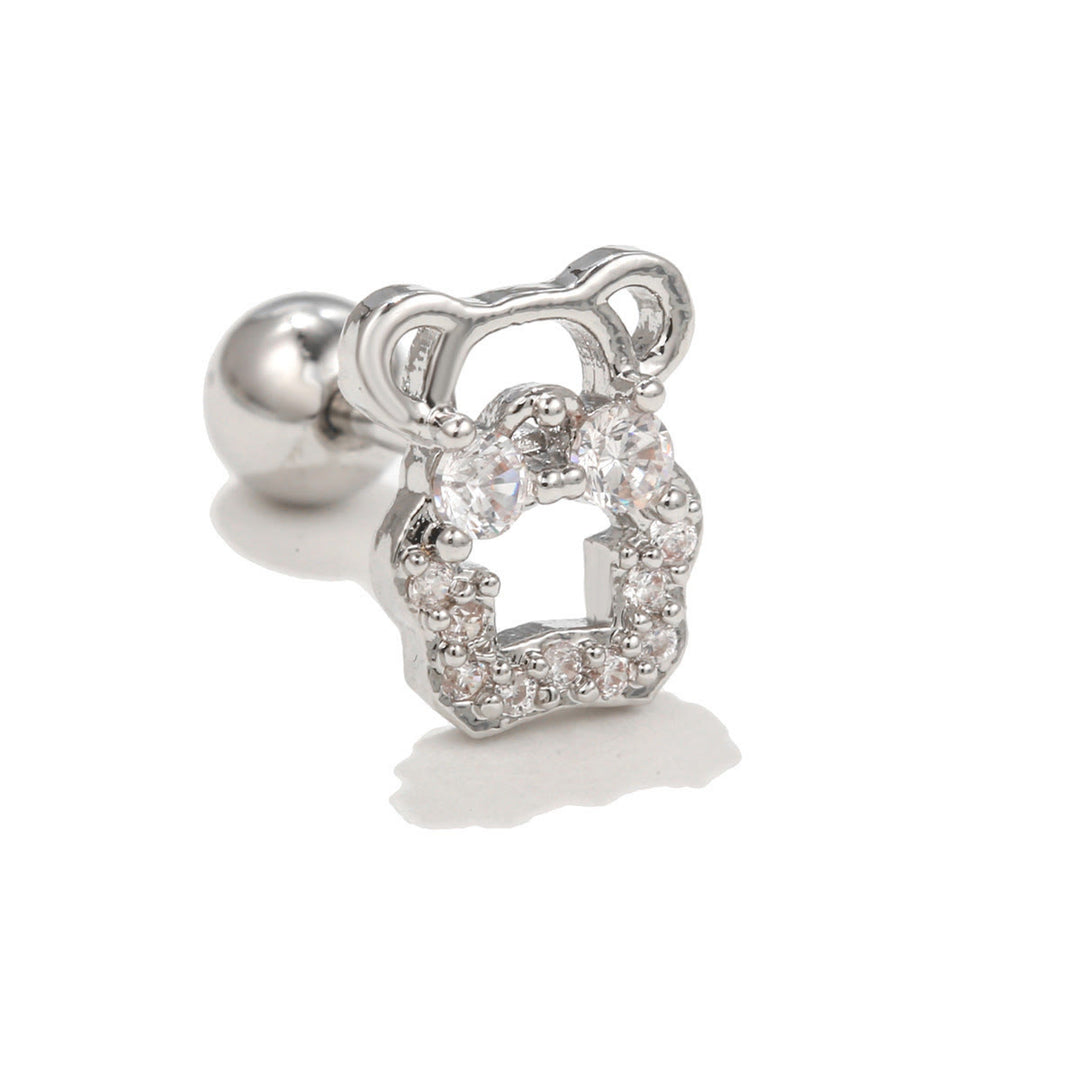 Olivenorma Exquisite White Zircon Studs Earrings - Bear - image 3
