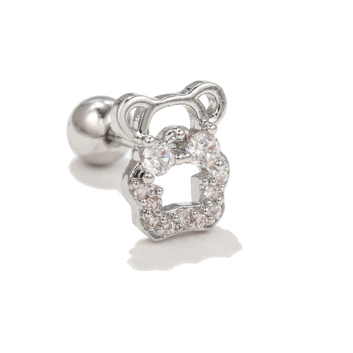 Olivenorma Exquisite White Zircon Studs Earrings - Bear - image 3