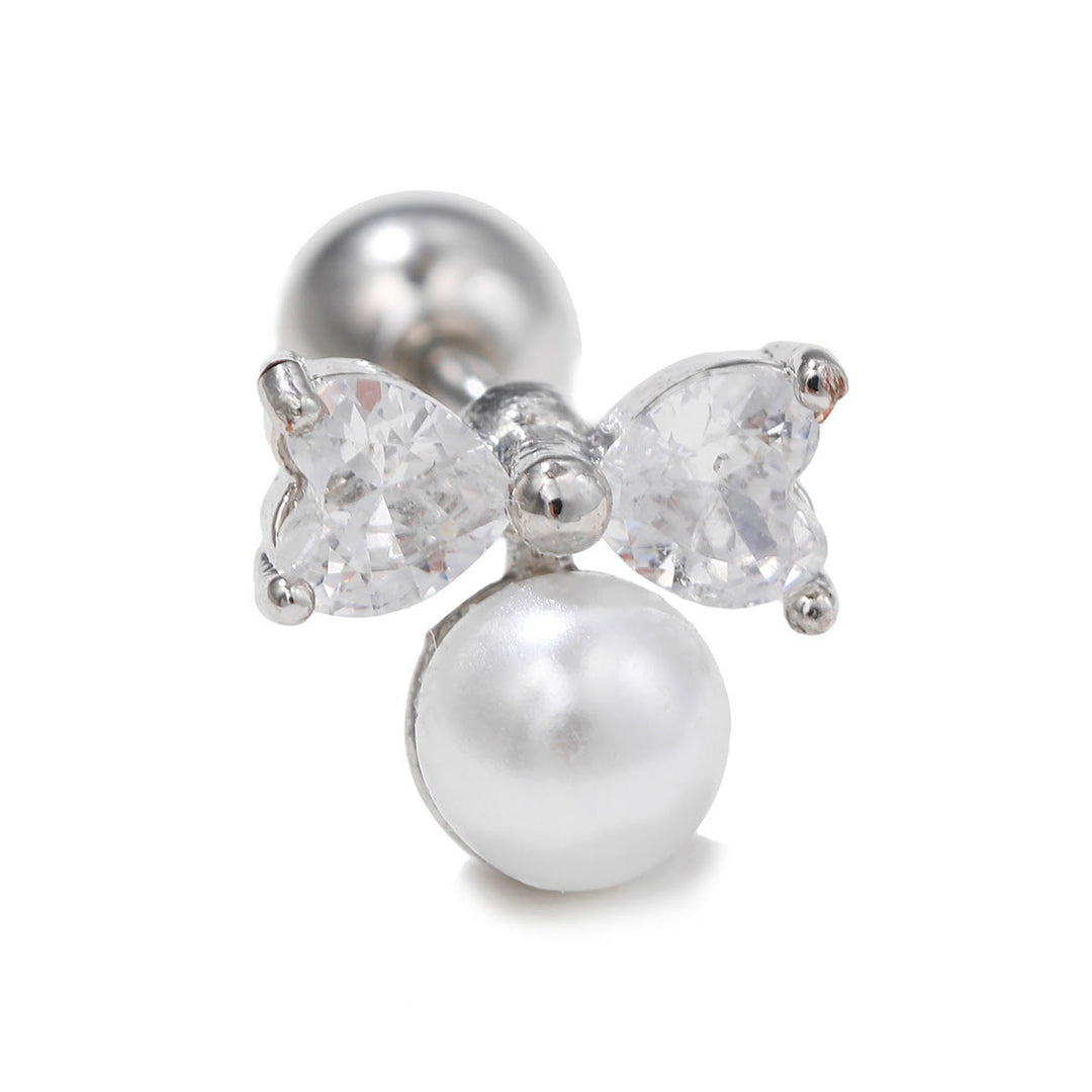 Olivenorma Exquisite White Zircon Studs Earrings - Pearl - image 11