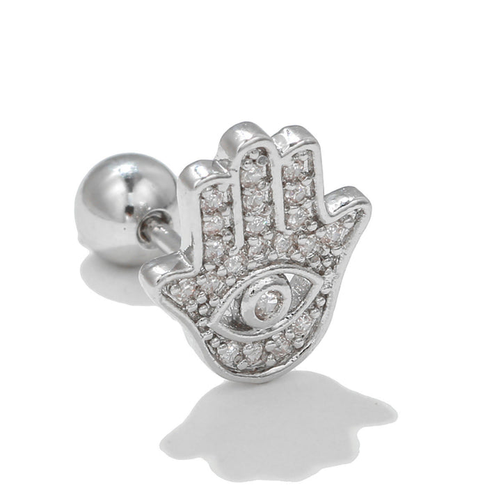 Olivenorma Exquisite White Zircon Studs Earrings - Hamsa - image 1
