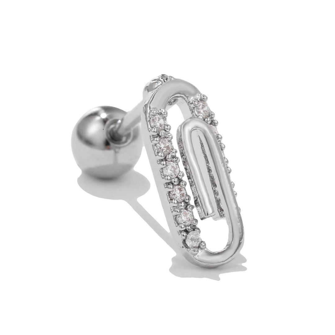 Olivenorma Exquisite White Zircon Studs Earrings - Paper Clip - image 7