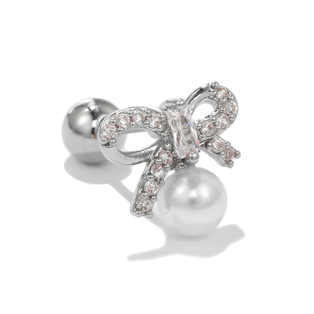 Olivenorma Exquisite White Zircon Studs Earrings - Bow - image 9