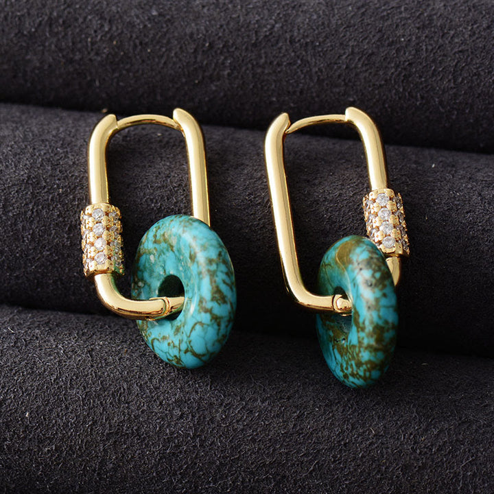 Olivenorma Circular Hollow Natural Stone Earrings - image 3