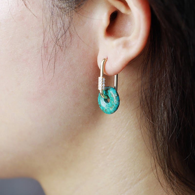 Olivenorma Circular Hollow Natural Stone Earrings - image 1