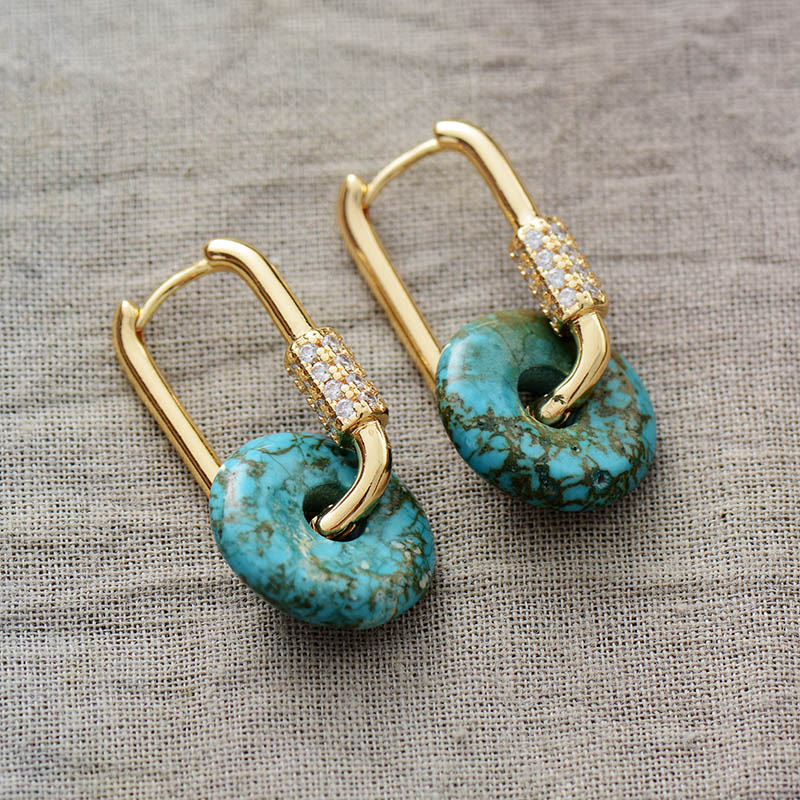 Olivenorma Circular Hollow Natural Stone Earrings - image 2