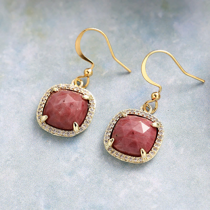 Olivenorma Square Cut Natural Crystal Earrings - Rhodonite - image 12