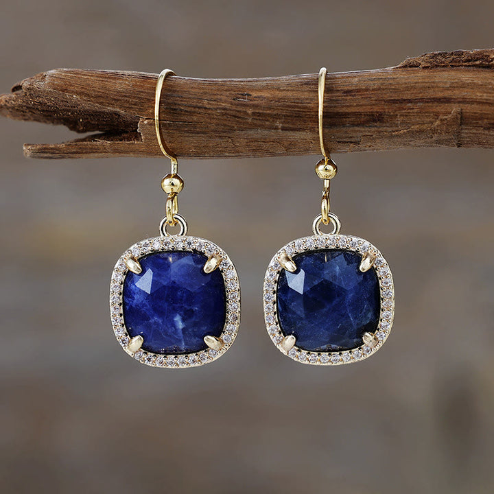 Olivenorma Square Cut Natural Crystal Earrings - Lapis Lazuli - image 10