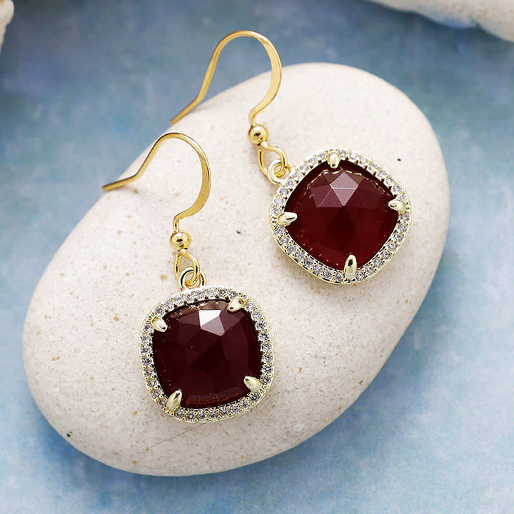 Olivenorma Square Cut Natural Crystal Earrings - Garnet - image 8