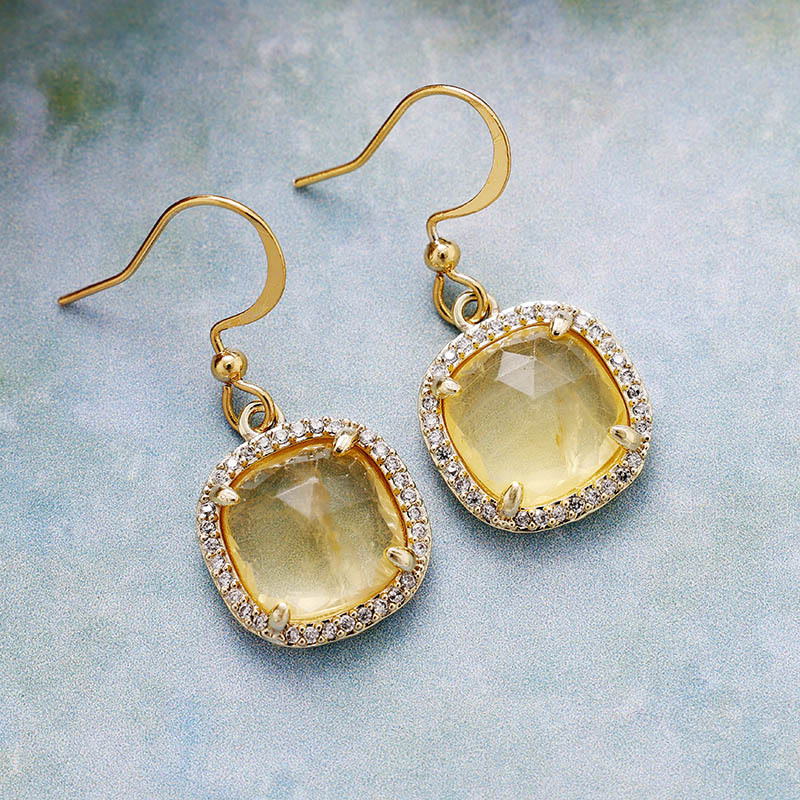 Olivenorma Square Cut Natural Crystal Earrings - Citrine - image 6
