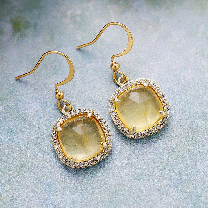 Olivenorma Square Cut Natural Crystal Earrings - Citrine - image 6