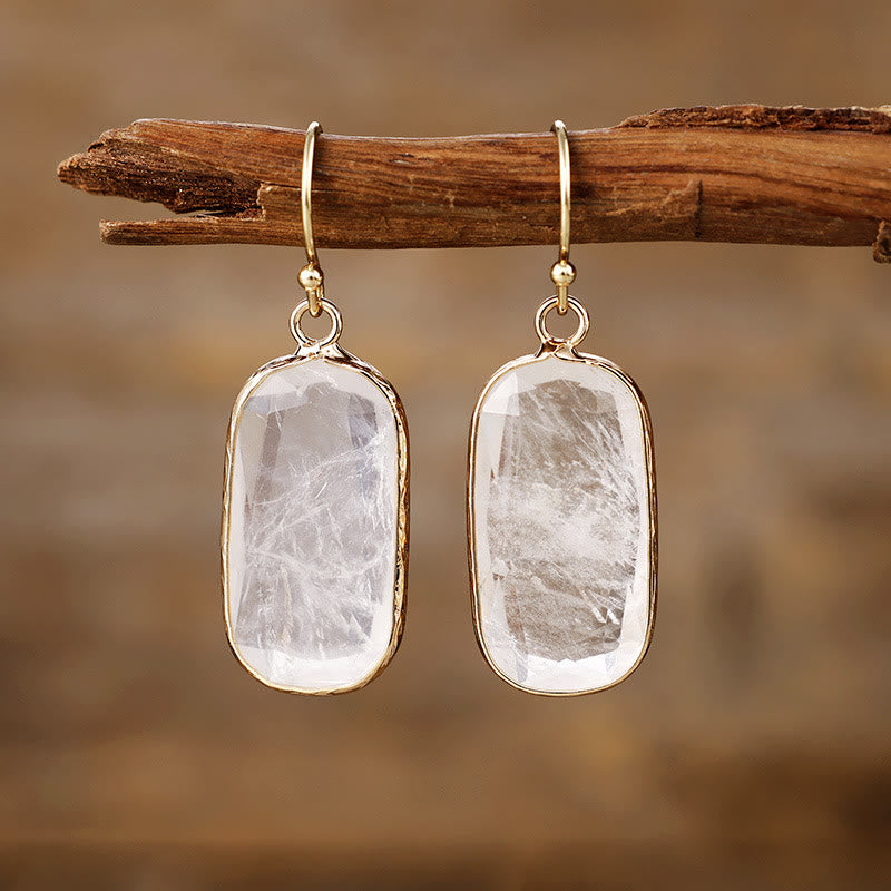 Olivenorma Baguette Oval Cut Natural Crystal Earrings - Clear Crystal - image 2