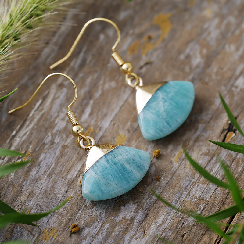 Olivenorma Scalloped Amazonite Lepidolite Pendant Earrings - Amazonite - image 0