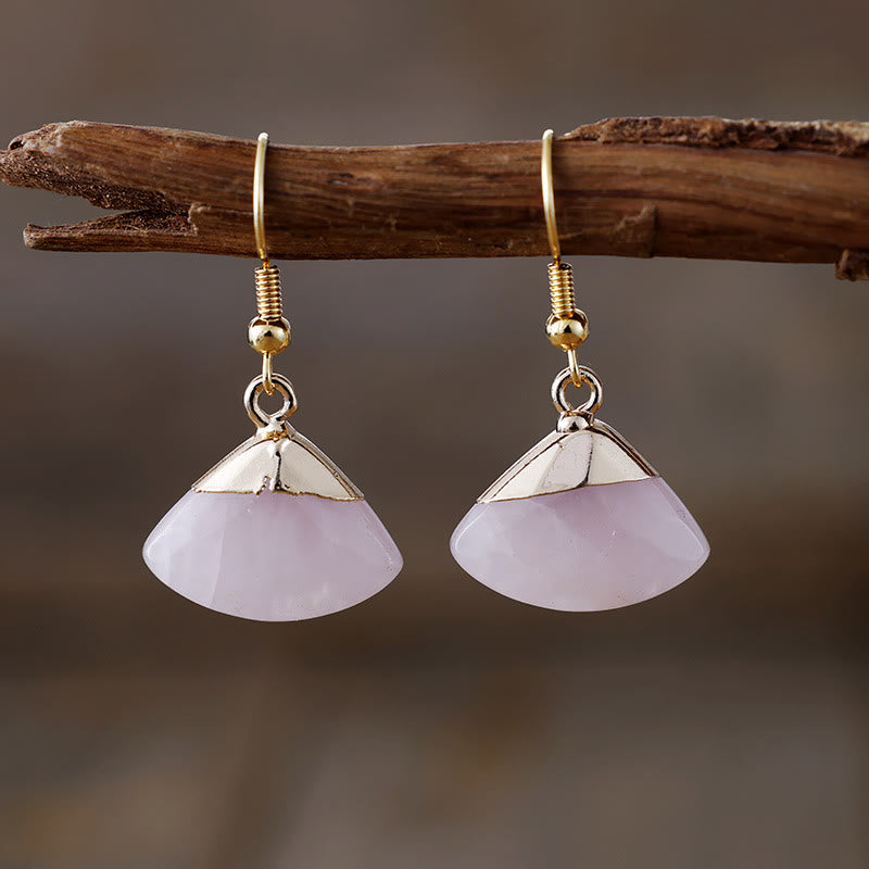 Olivenorma Scalloped Amazonite Lepidolite Pendant Earrings - Lepidolite - image 4