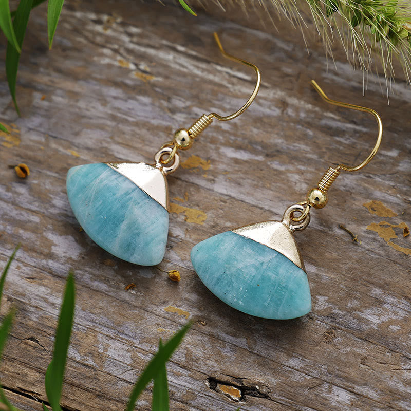 Olivenorma Scalloped Amazonite Lepidolite Pendant Earrings - image 2