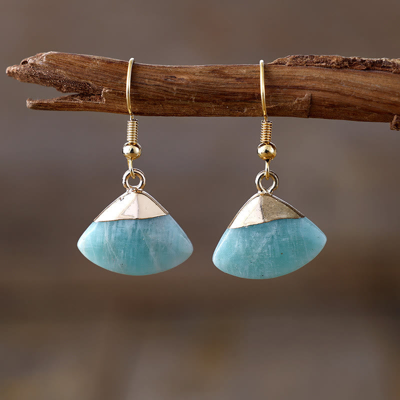 Olivenorma Scalloped Amazonite Lepidolite Pendant Earrings - image 1