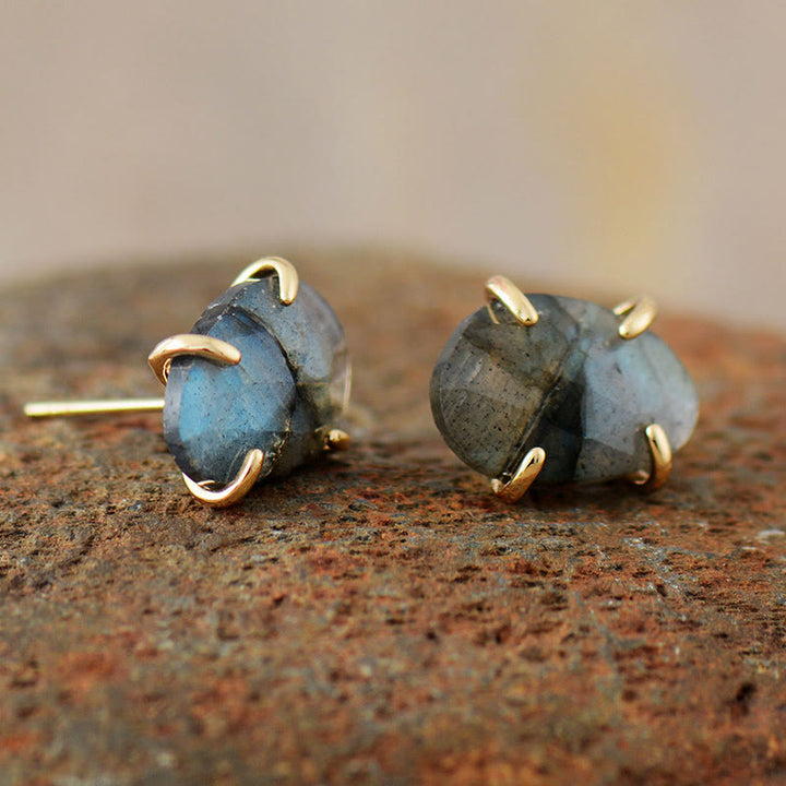 Olivenorma Irregular Section Labradorite Studs Earrings - image 2