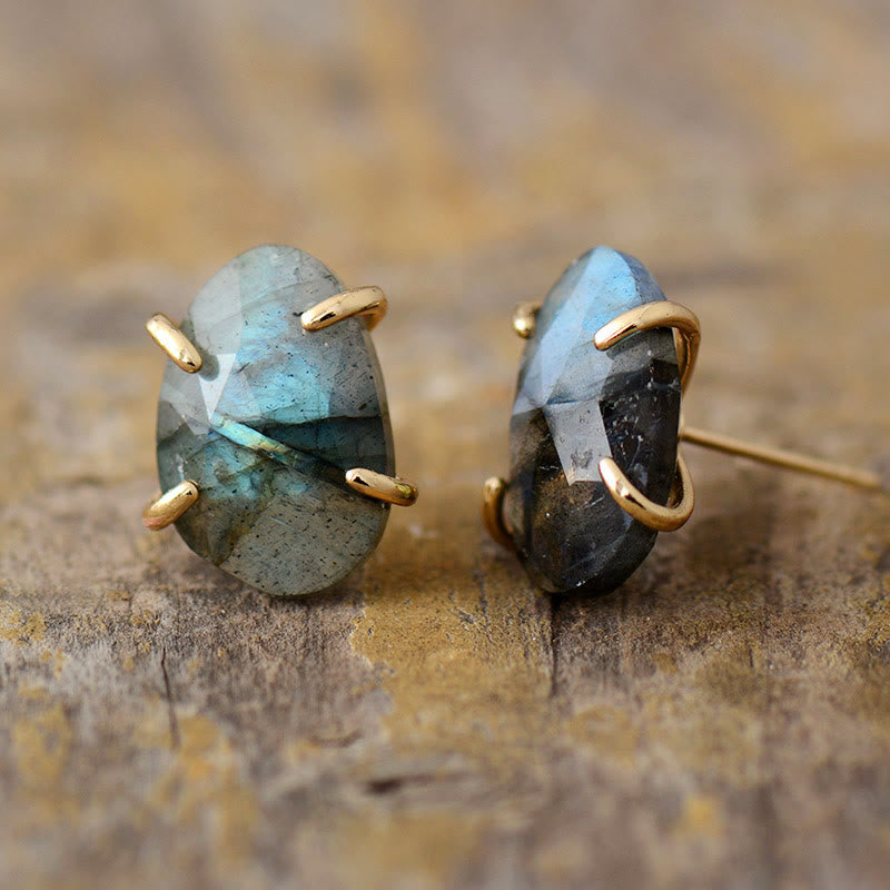 Olivenorma Irregular Section Labradorite Studs Earrings - image 1