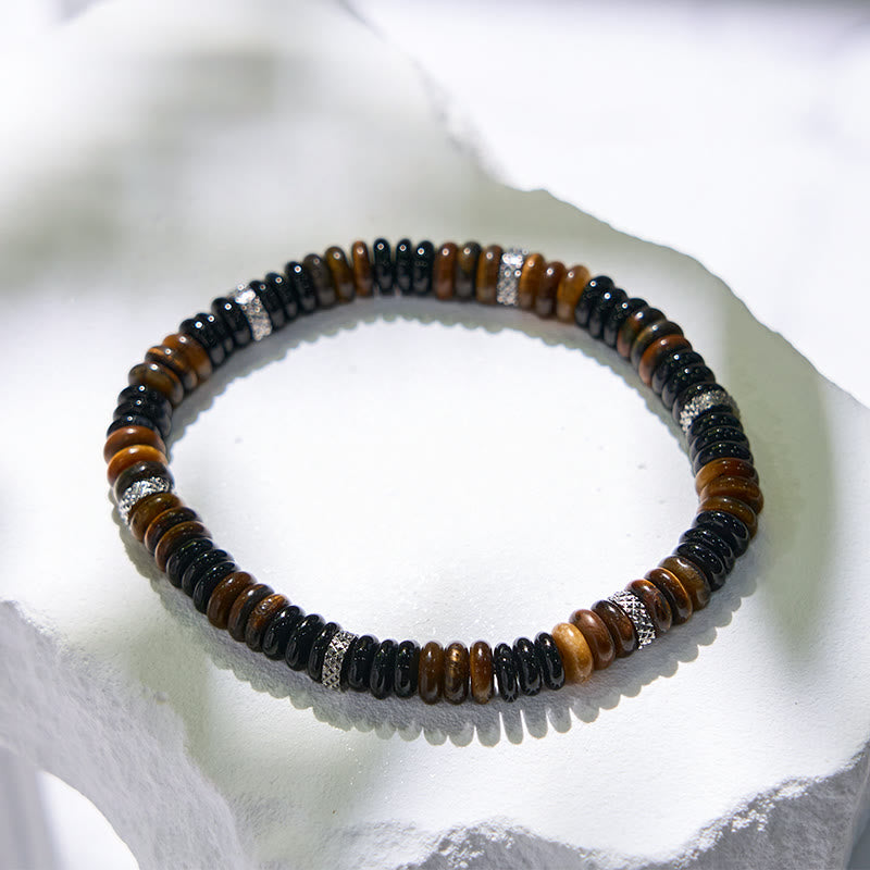 Olivenorma Black Onyx Tiger Eye Roller Bead Bracelet - image 4