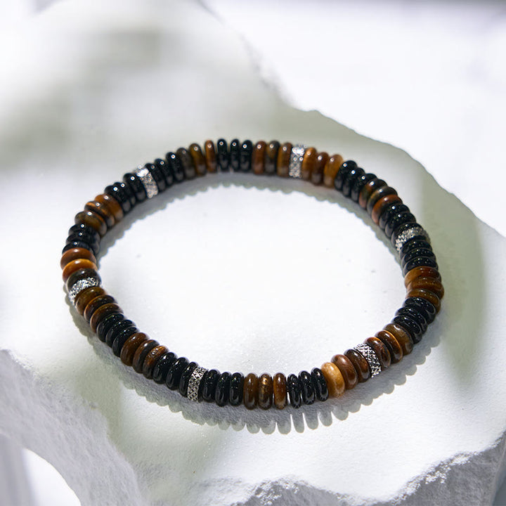 Olivenorma Black Onyx Tiger Eye Roller Bead Bracelet - image 4