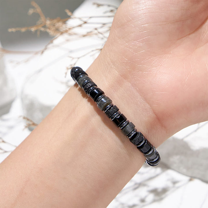 Olivenorma Lava Stone Hematite Labradorite Roller Bead Bracelet - image 1