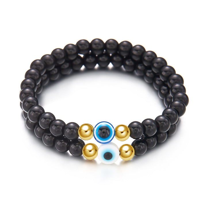 Olivenorma Hematite Obsidian Tiger Eye Evil Eye Beads Bracelet - 2Pcs Obsidian & Evil Eye - image 16