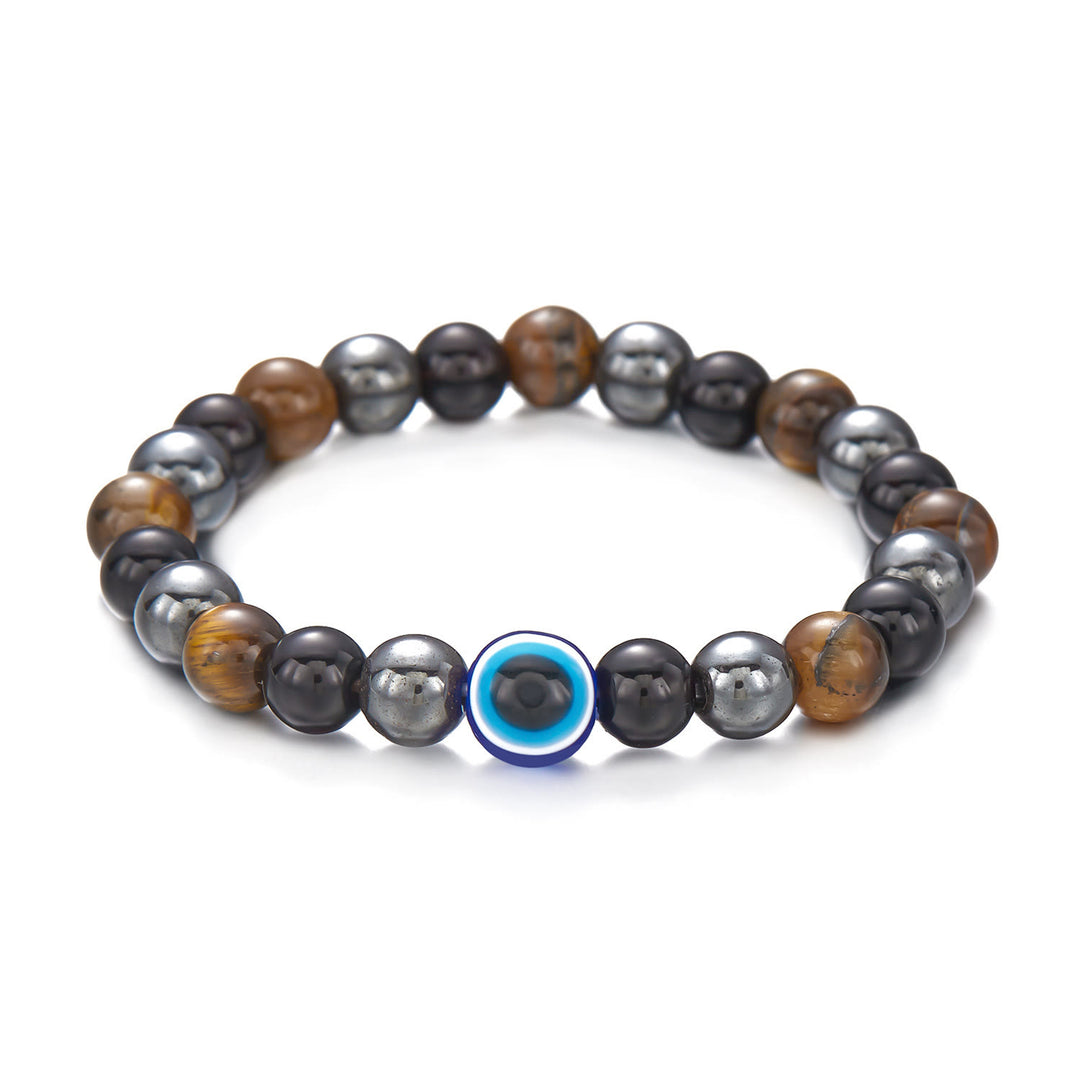 Olivenorma Hematite Obsidian Tiger Eye Evil Eye Beads Bracelet - Hematite & Obsidian & Tiger Eye - image 1