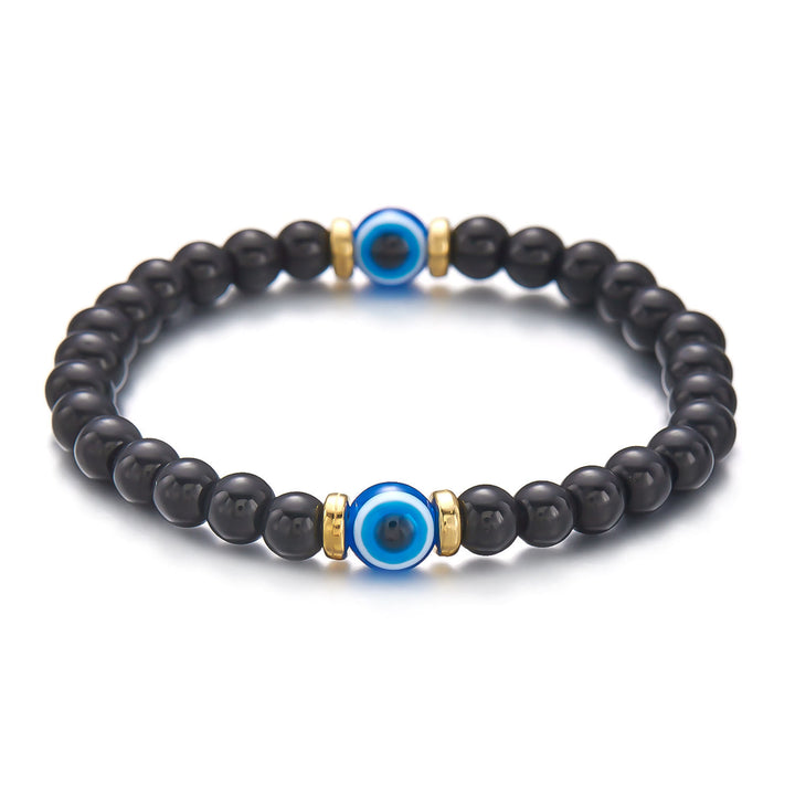 Olivenorma Hematite Obsidian Tiger Eye Evil Eye Beads Bracelet - Obsidian & Two Evil Eye - image 10