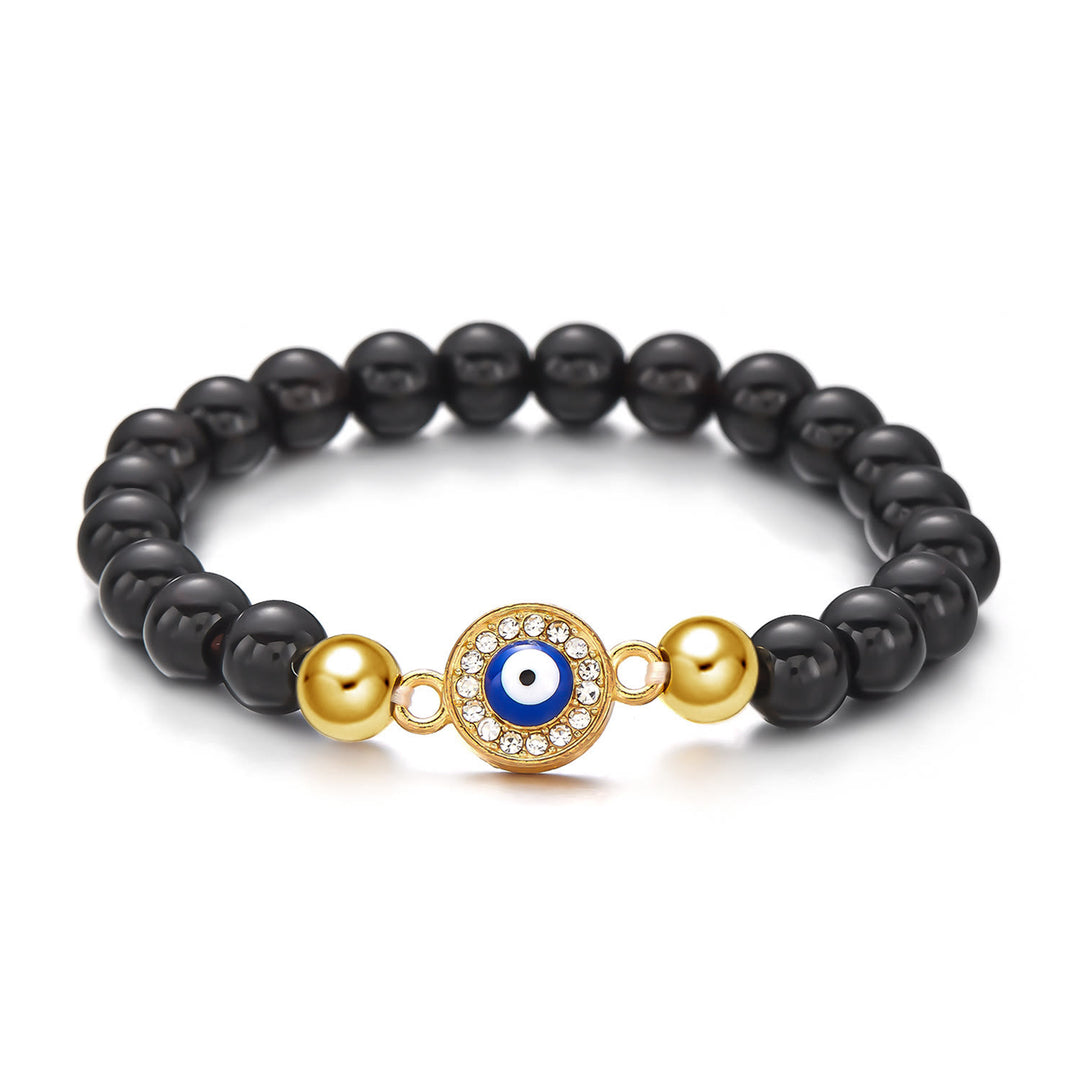 Olivenorma Hematite Obsidian Tiger Eye Evil Eye Beads Bracelet - Obsidian & Blue Evil Eye & White Zircon - image 7