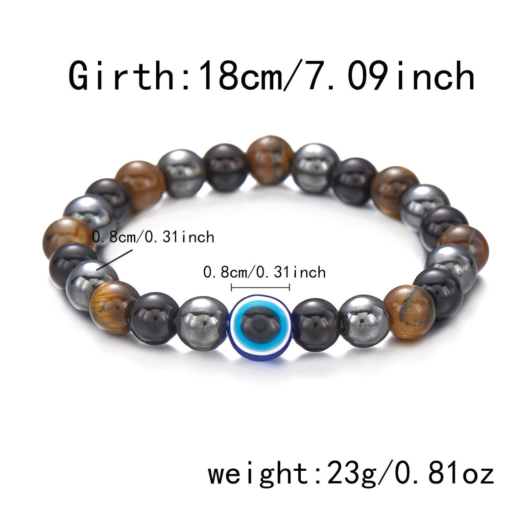 Olivenorma Hematite Obsidian Tiger Eye Evil Eye Beads Bracelet - image 3