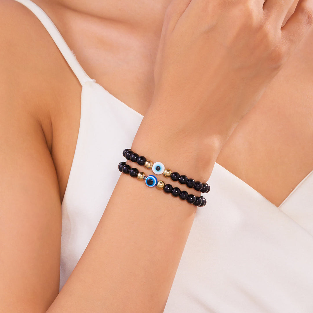 Olivenorma Hematite Obsidian Tiger Eye Evil Eye Beads Bracelet - image 17