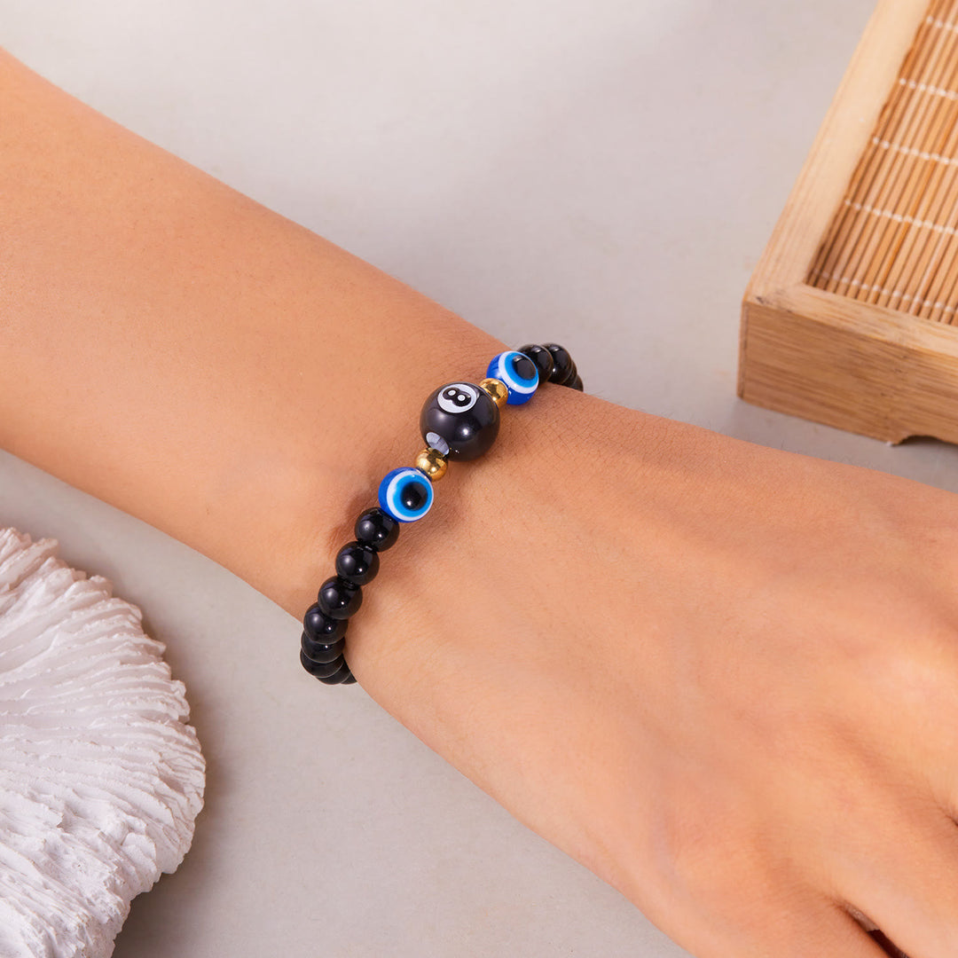 Olivenorma Hematite Obsidian Tiger Eye Evil Eye Beads Bracelet - image 5