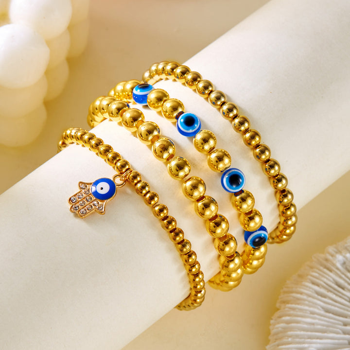 Olivenorma Hematite Obsidian Tiger Eye Evil Eye Beads Bracelet - Golden Evil Eye & Hamsa #1 - image 19