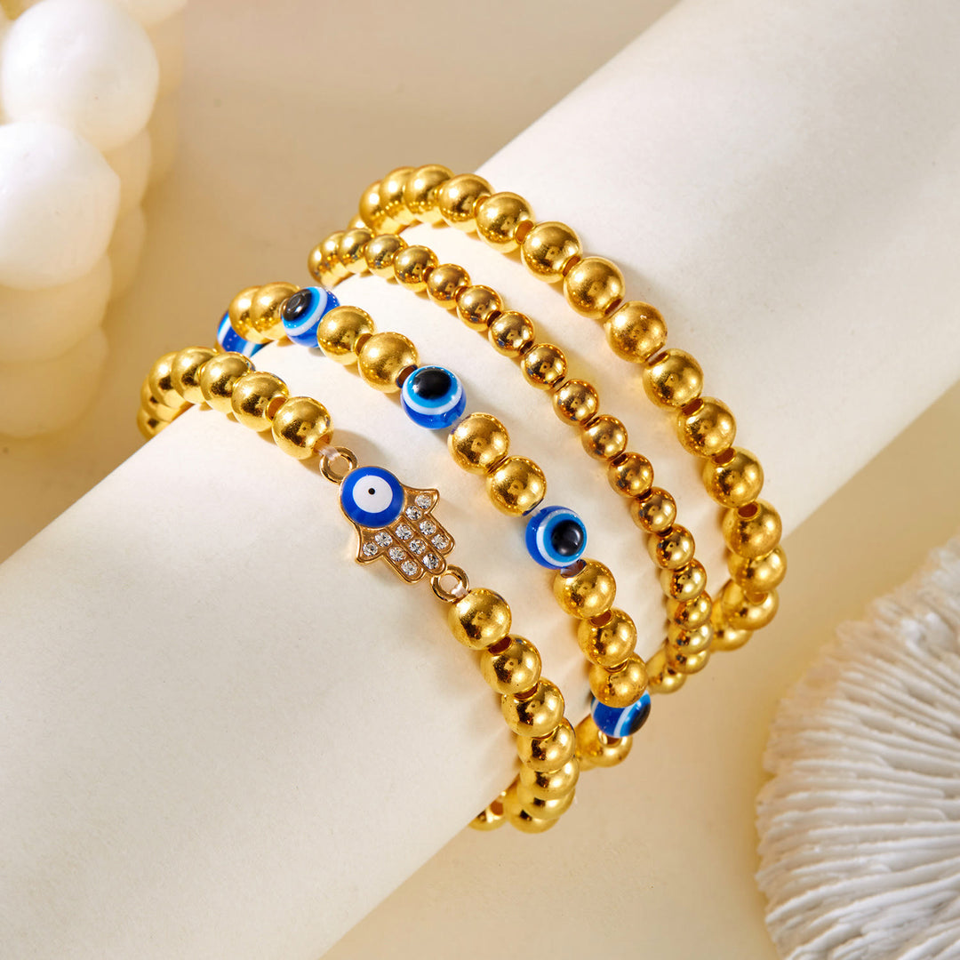 Olivenorma Hematite Obsidian Tiger Eye Evil Eye Beads Bracelet - Golden Evil Eye & Hamsa #2 - image 22