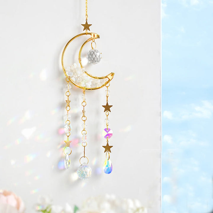 Olivenorma Natural Stone Moon Pendant Wind Chime - Opalite - image 7