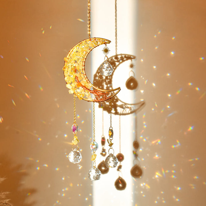Olivenorma Natural Stone Moon Star Pendant Wind Chime - Citrine - image 6