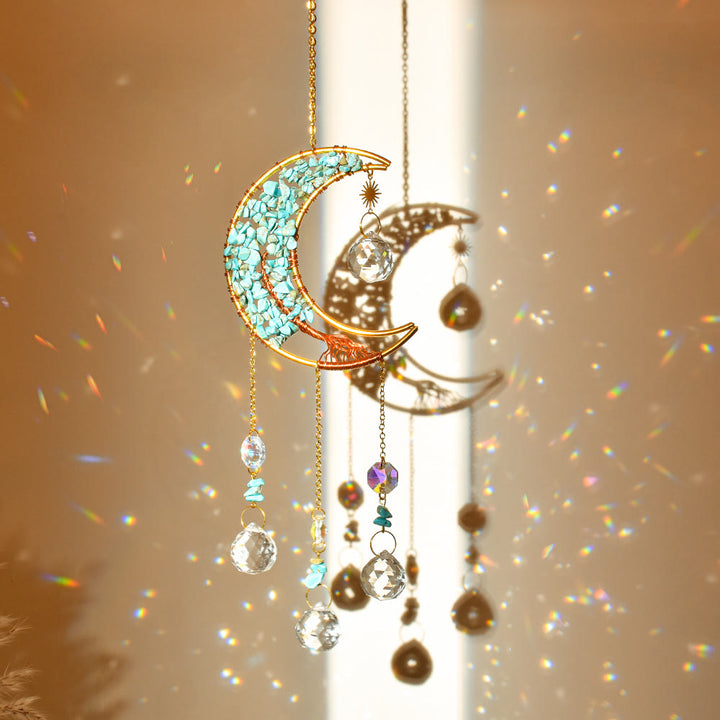 Olivenorma Natural Stone Moon Star Pendant Wind Chime - Turquoise - image 16