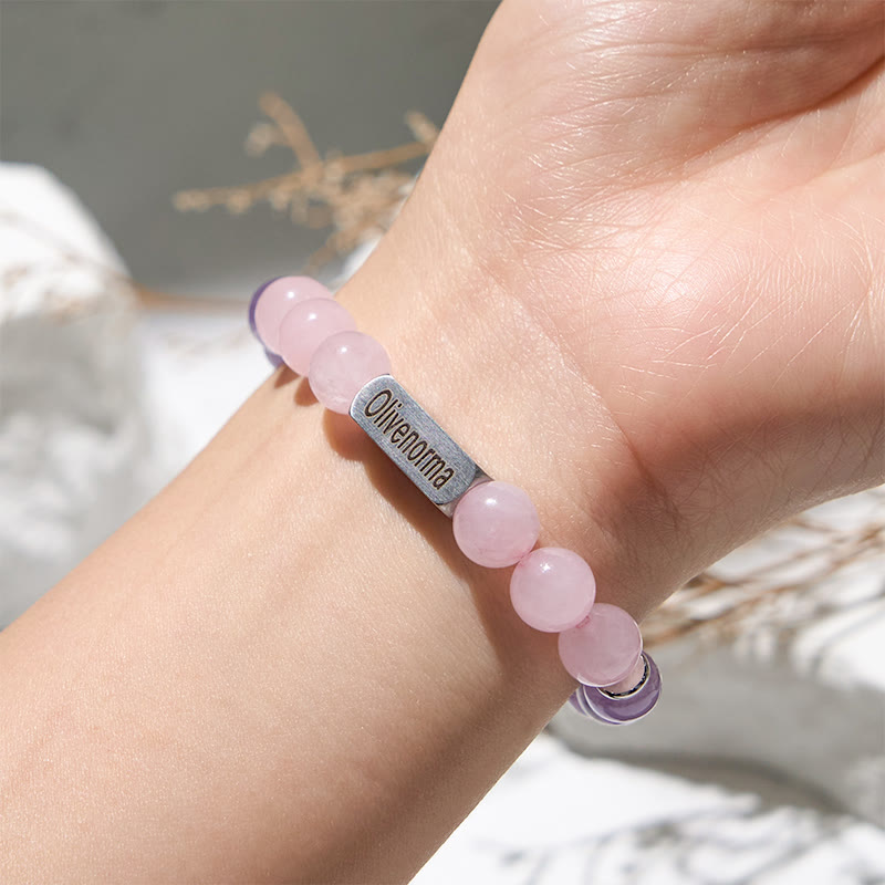 Olivenorma Natural Stone Beaded Engraved Bracelet - image 8